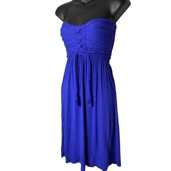Catwalk Studio Royal Blue Strapless Halter Tie Neck Dress Mini Length Size Small - Picture 3 of 12